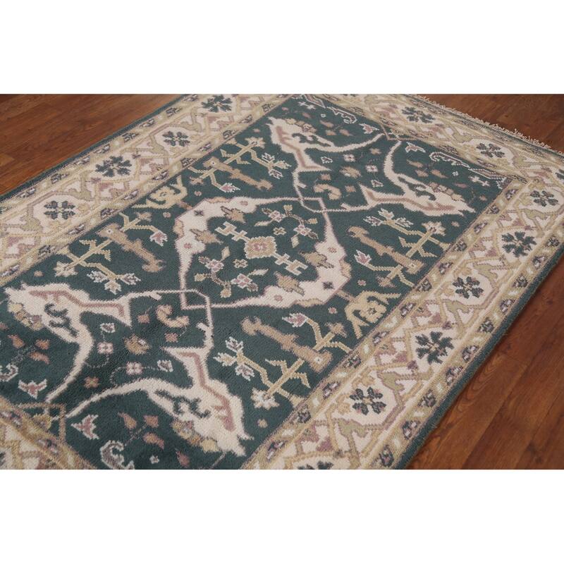 Oushak Indian Area Rug Handmade Wool Carpet - 4'2"x 6'1"