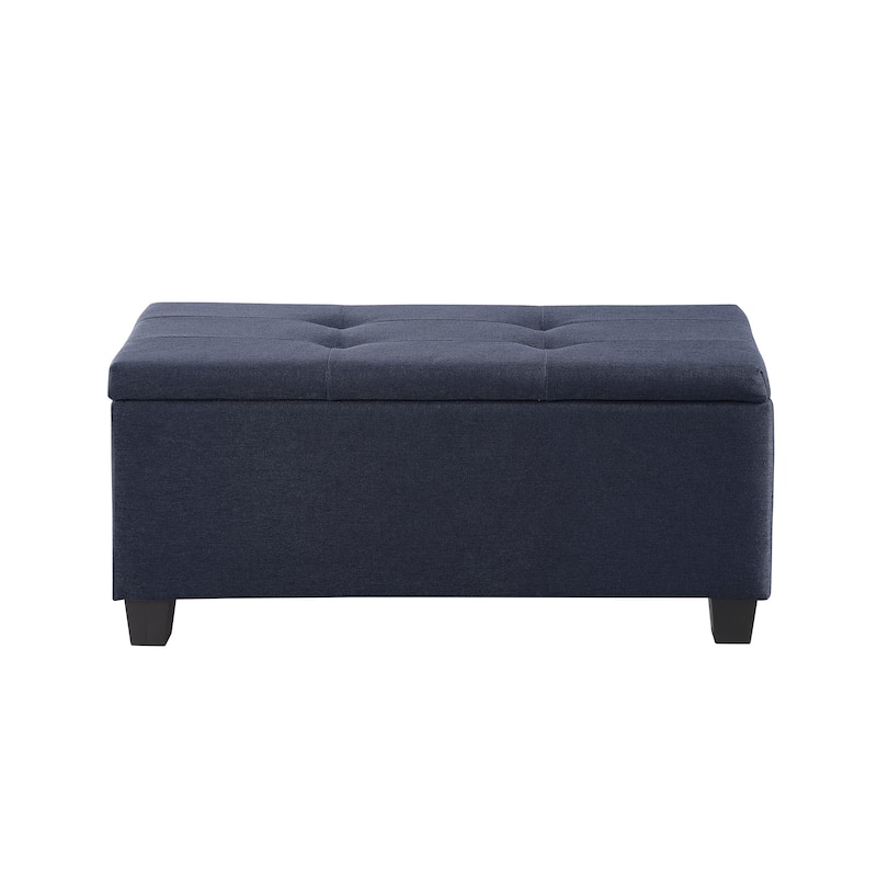 Tufted Fabric Storage Ottoman Bench, Ottoman Linen Bench - Set of 3