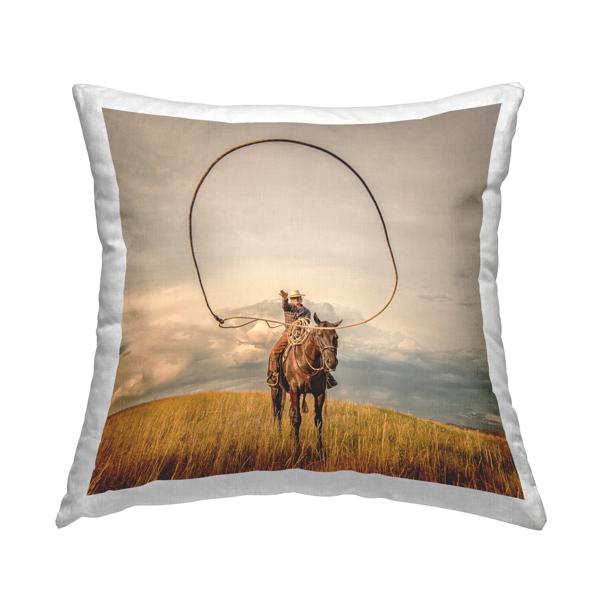 Stupell Cowboy Throwing Lasso Landscape Printed Throw Pillow Design by PBurchettePhoto Bed Bath Beyond 37955637