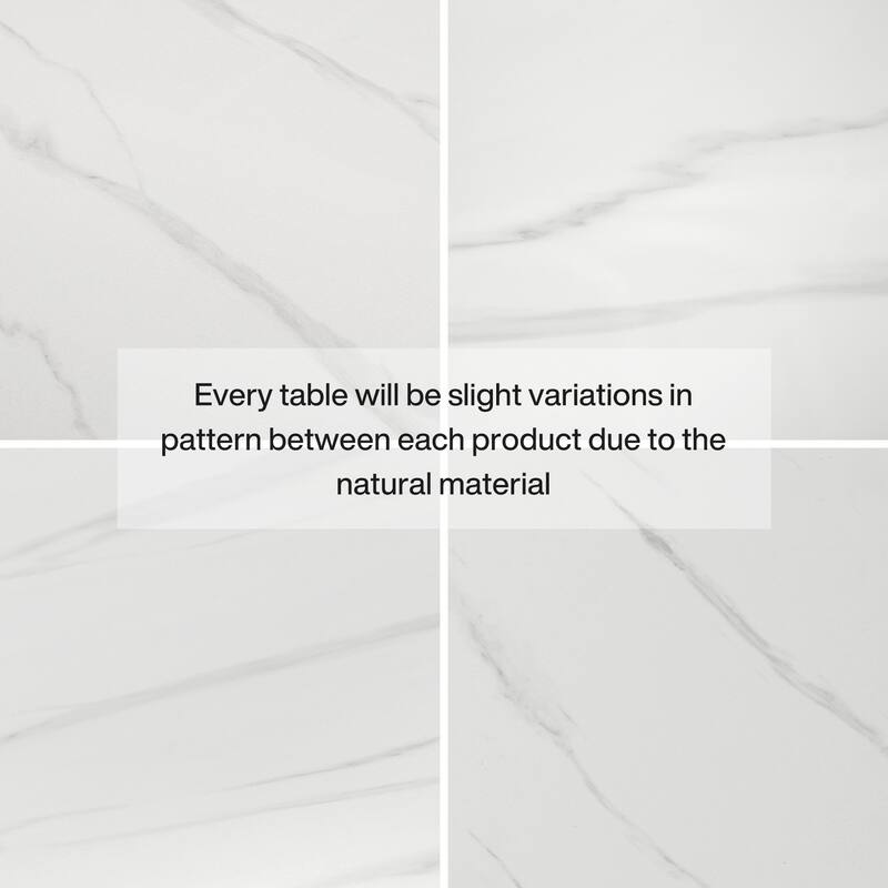 59" Modern Sintered Stone Round Dining Table for 6-8 People ,Gold Pedestal Kitchen Table - 59"D