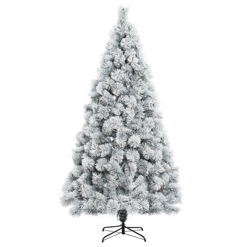 7.7Ft Full Artificial Snow-Flocked Christmas Tree - 92.5" H x 51.2" W x 51.2" D