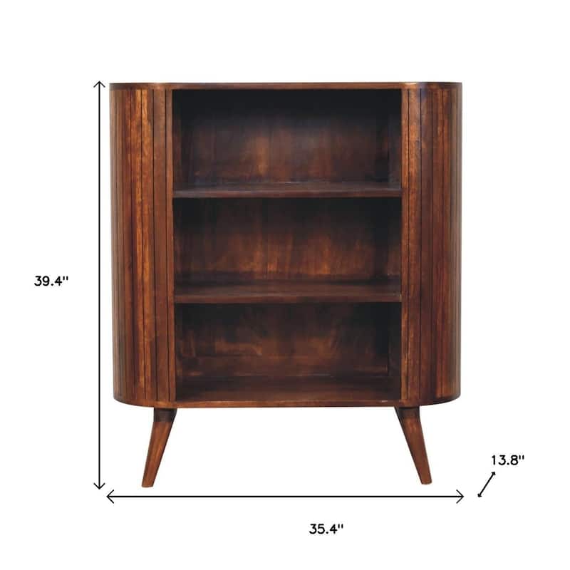 HomeRoots 39" Chestnut Solid Wood Three Tier Bookcase