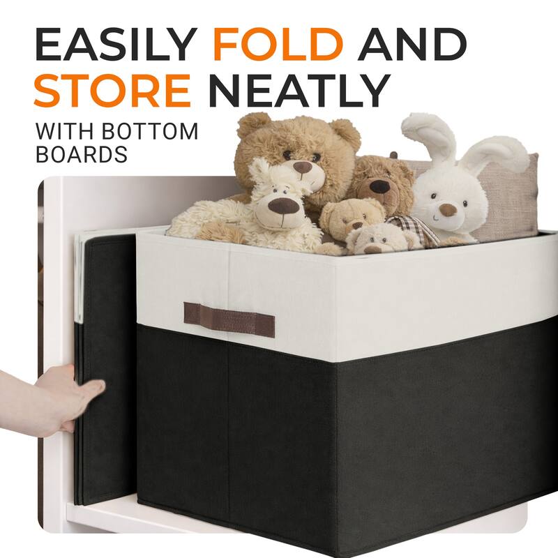 Cheer Collection 4 Pack Large Fabric Storage Baskets with Handles Collapsible Organizer Bins