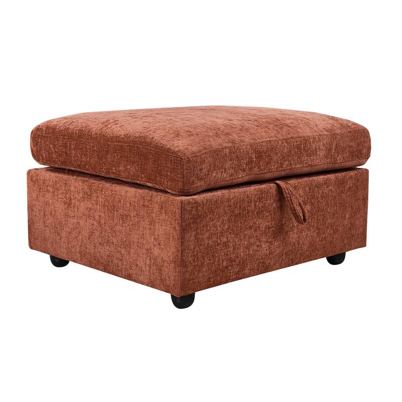 Chenille Modular Sectional Sofa with Right-Arm Chaise & Middle Seat