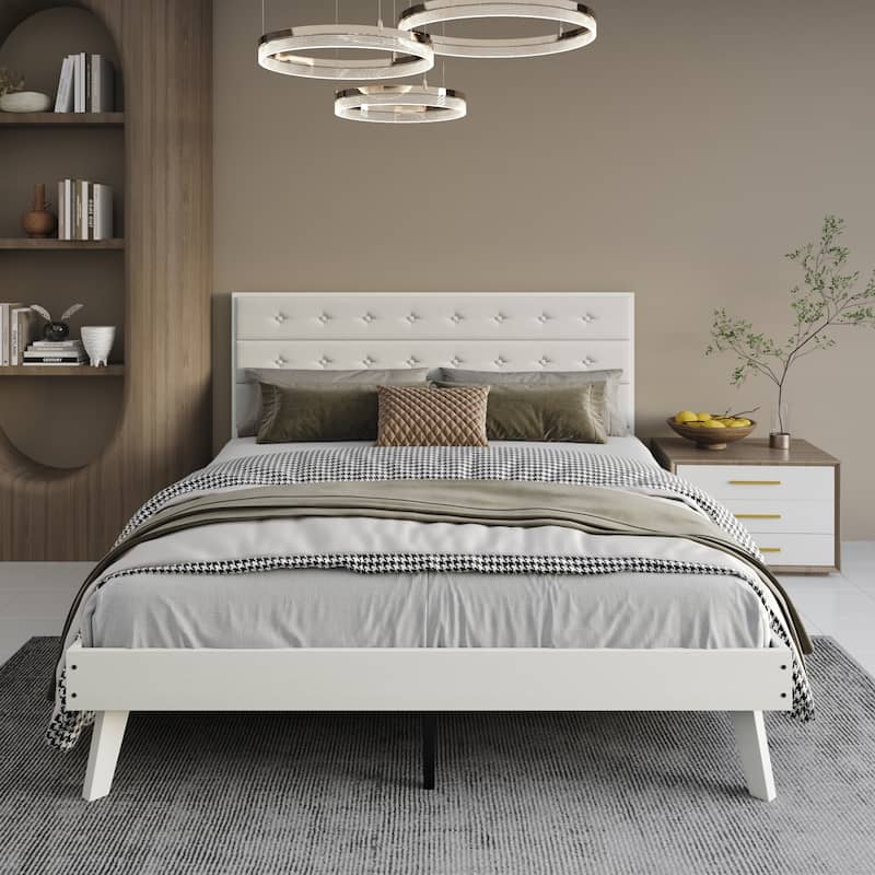 CraftPorch Mid-Century Wooden Platform Bed