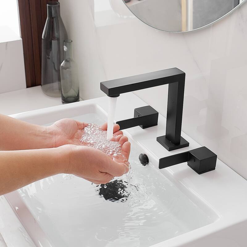 8 in. Widespread Bathroom Faucet Two Handle 3 Holes High-Arc Spout With Drain Assembly