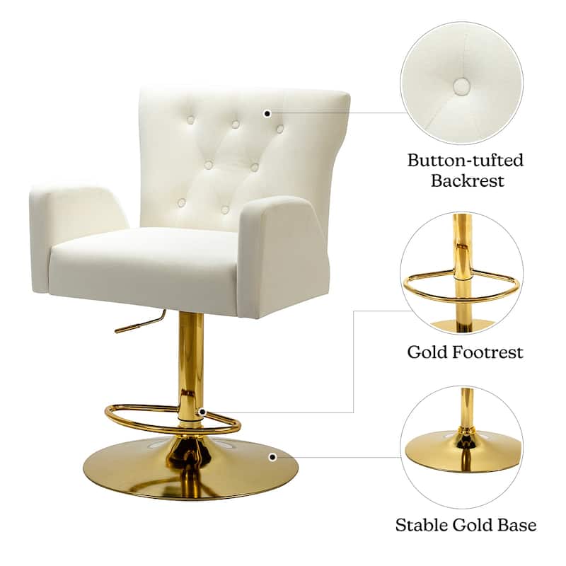 Loreto Modern Tufted Velvet Swivel chair with Adjustable Height by HULALA HOME