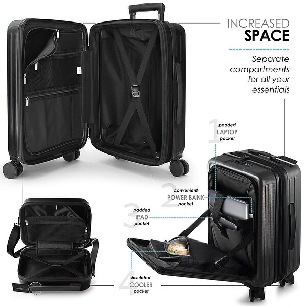 黒くん4ケースPart2 Empyrean 4 Piece Hard Shell Expandable Luggage Sets with Spinner