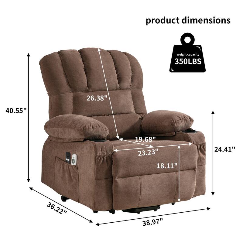 Power Lift Recliner Chair for Elderly with Vibration Massage and Heat, Living Room Single Electric Sofa with USB & Cup Holder