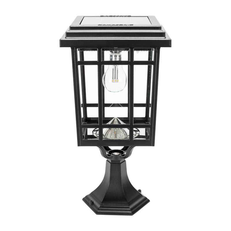 Grand Prairie Bulb Solar Light with Wall, Pier, and 3in Fitter Mounts - Black