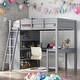 preview thumbnail 2 of 8, Stylish & Simple Full Size Loft Bed with Desk and Storage Shelf, Sturdy Construction & Safety Guaranteed, Maximized Space, Grey