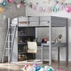preview thumbnail 12 of 18, Stylish & Simple Full Size Loft Bed with Desk and Storage Shelf, Sturdy Construction & Safety Guaranteed, Maximized Space, White