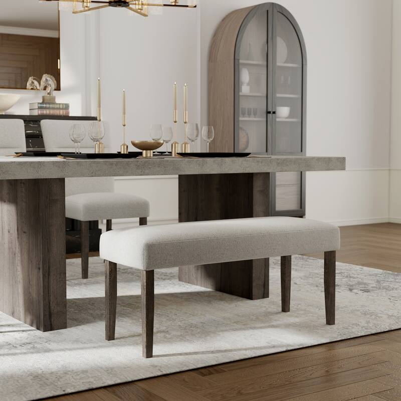 Roundhill Furniture Sorlen Contemporary Upholstered Dining Bench, Gray