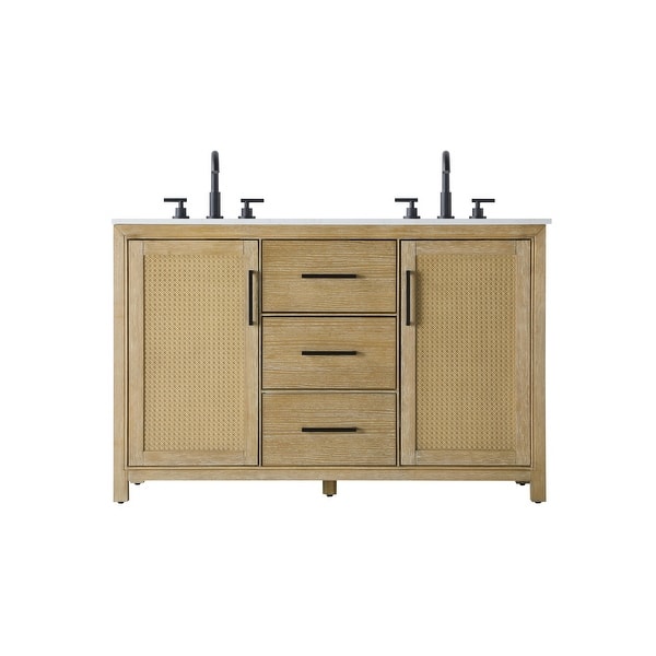 slide 2 of 11, Elegant Lighting VF29554D Alina 54" Free Standing Double Basin Vanity Linen Oak - Oak Finish