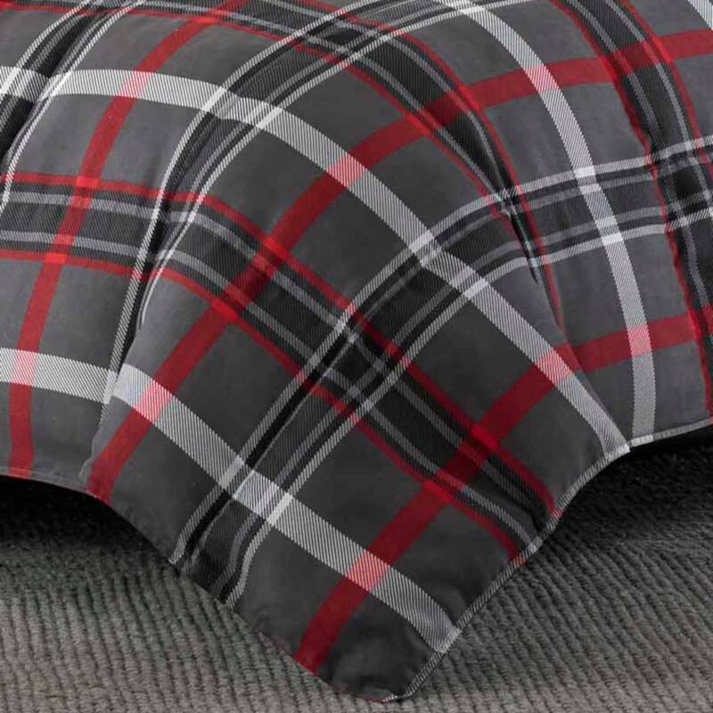 Eddie Bauer Willow Plaid Down Alt Grey Reversible Comforter Set