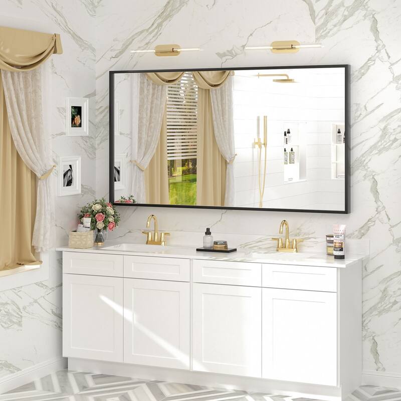 Aluminum Alloy Framed French Cleat Mounted Tempered Glass Wall Vanity Mirror