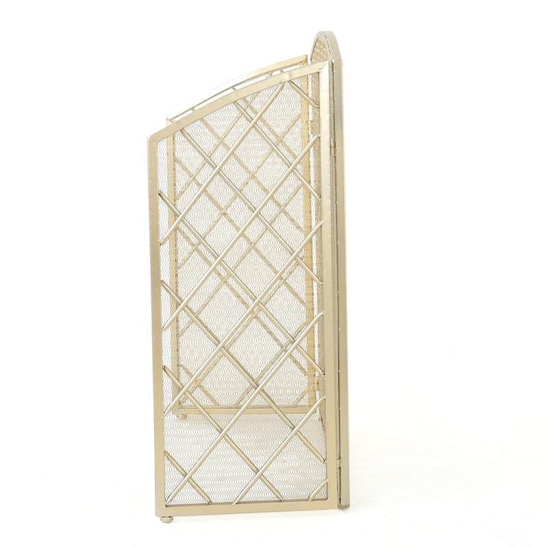 Roomfitters Modern Geometric Fireplace Screen, Single-Panel Design with Stylish Circle Patterns and Durable Mesh