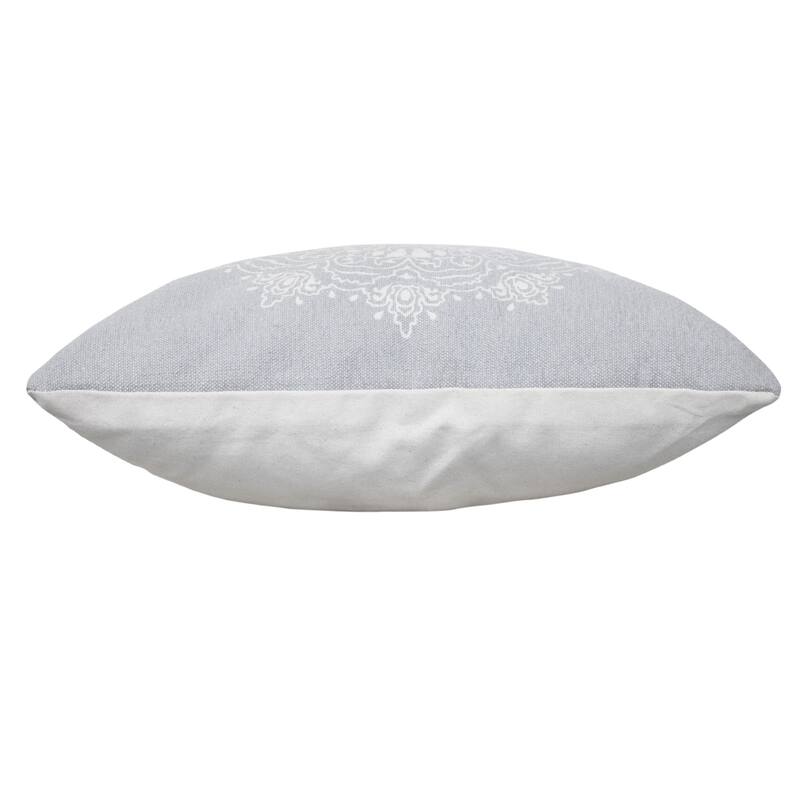 Handwoven Medallion Mandala Square Throw Pillow - 18" - Gray and White