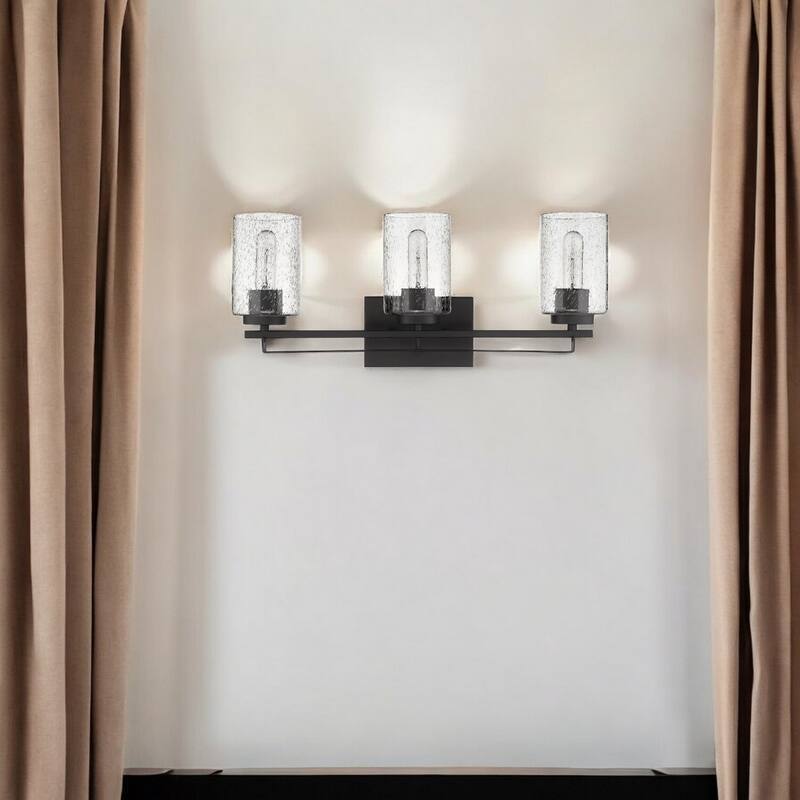 Modern Flush Mount Wall Light Fixture with Clear Bubble Glass Shade and LED Compatible for Bedroom - 3 - Bronze