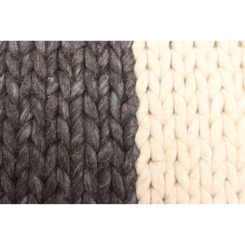 ECARPETGALLERY Braid weave Sienna Black, Cream Wool Rug - 4'11 x 8'1