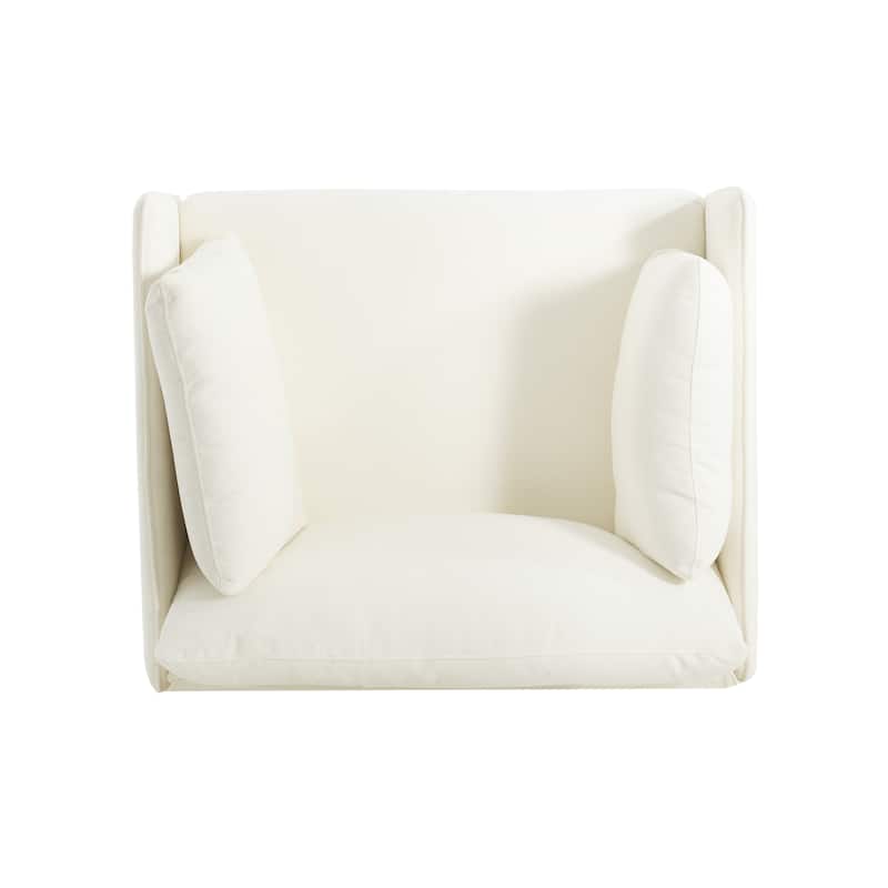 Modern Upholstered Accent Chair, Ergonomic Single Sofa Chair, Lounge Reading Chair with Solid Wood Legs for Living Room, Bedroom