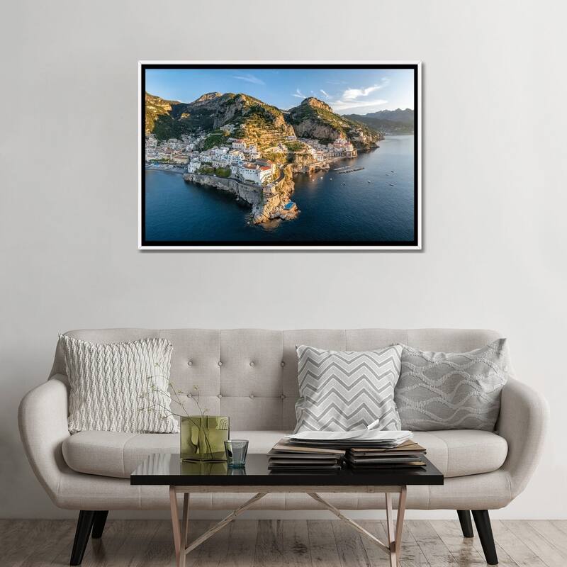 iCanvas "View Of The Amalfi Coast With The Towns Amalfi And Atrani, Gulf Of Naples, Italy" by Jan Becke Framed Canvas Print