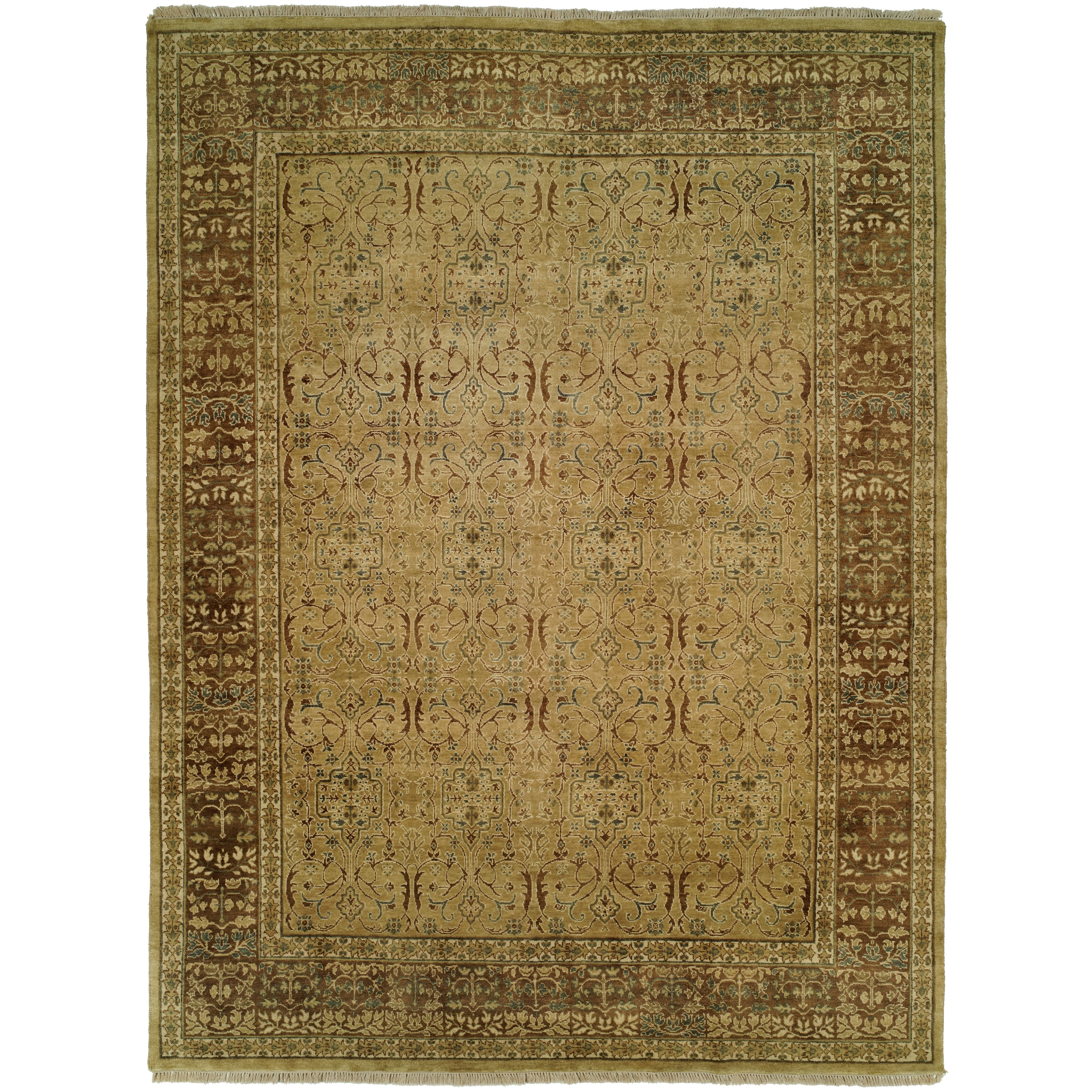 Traditional white Hand-Knotted Wool Area Rug