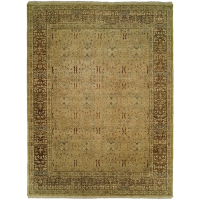 Traditional white Hand-Knotted Wool Area Rug
