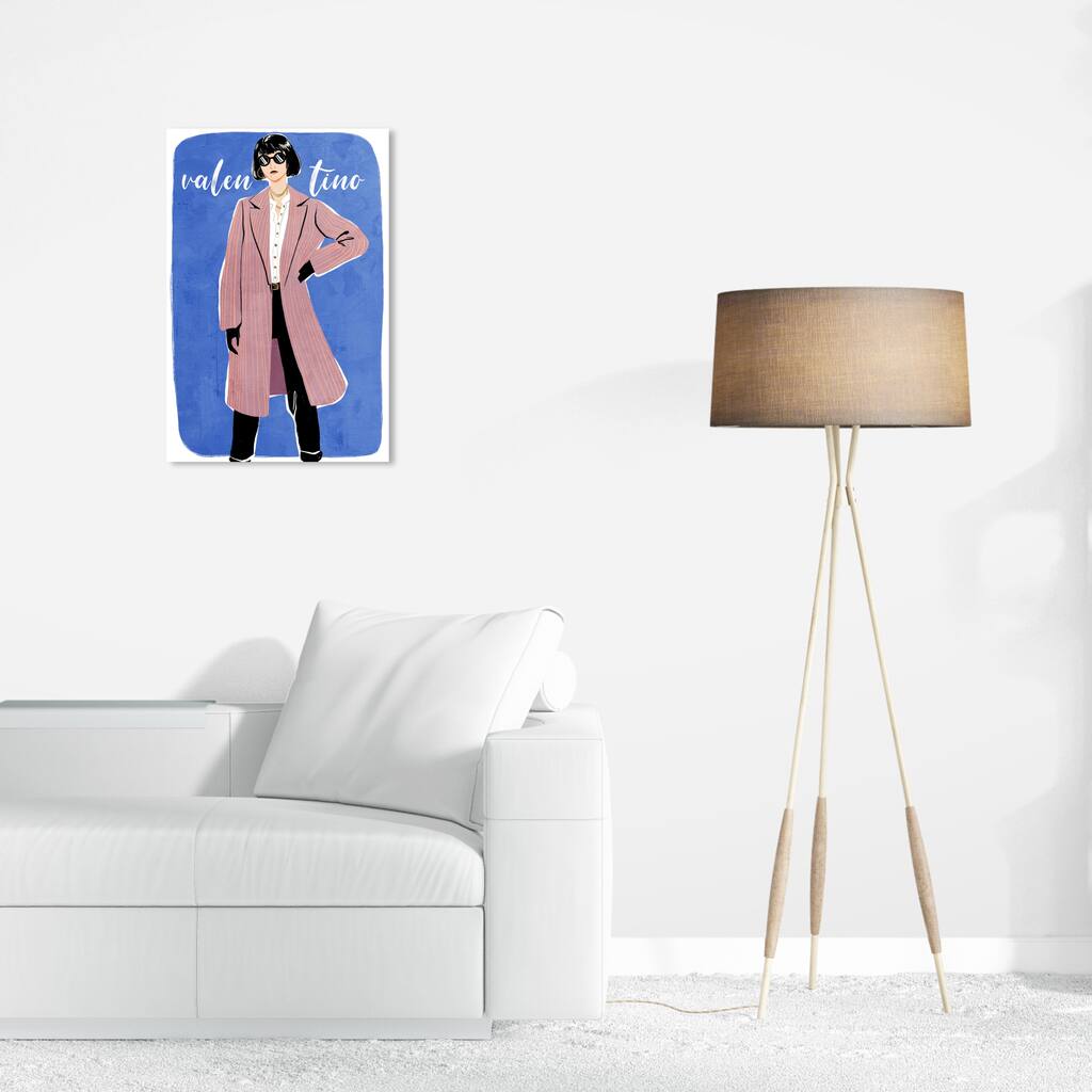 Wynwood Studio Canvas Fashion and Glam Fashionista Stripes Blue and Dark Blue Modern & Contemporary Wall Art Canvas Print