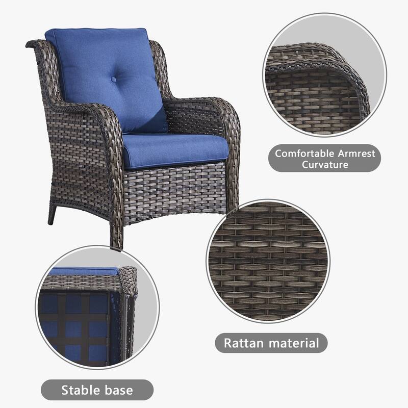 Gymojoy 5-Piece Outdoor Patio Sofa Chair with Ottoman Furniture Set
