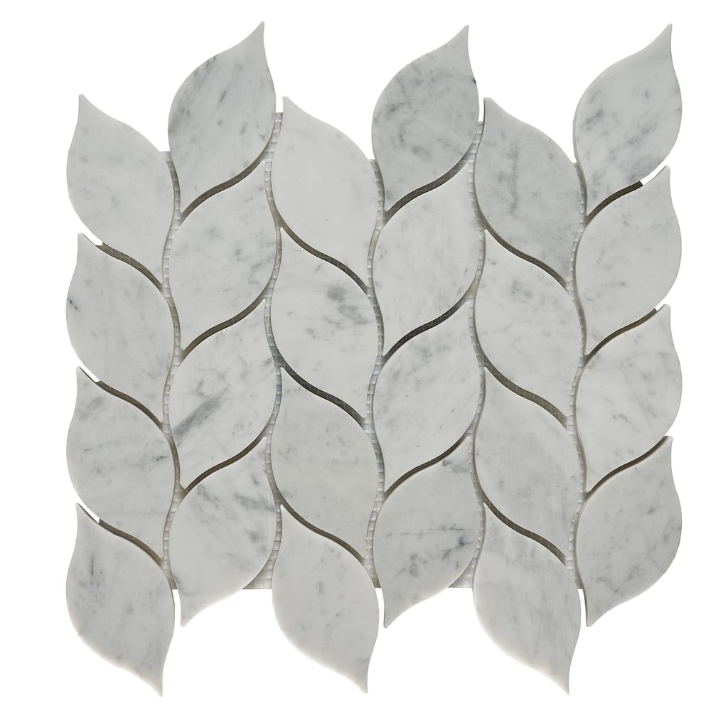 Carrara Marble Leaf Polished Mosaic Tile
