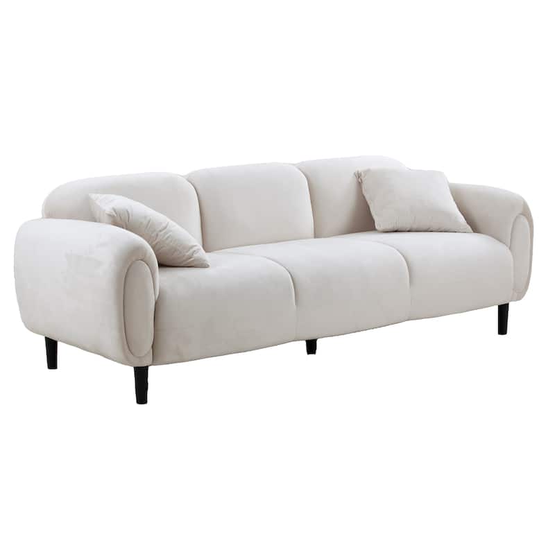 Modern Beige 84in Upholstered Fabric 3-Seater Sofa Couch for Living Room, Bedroom