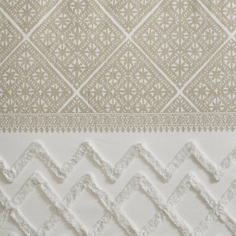 INK+IVY Mila Cotton Printed Window Panel with Chenille detail and Lining 50"W x 84"L