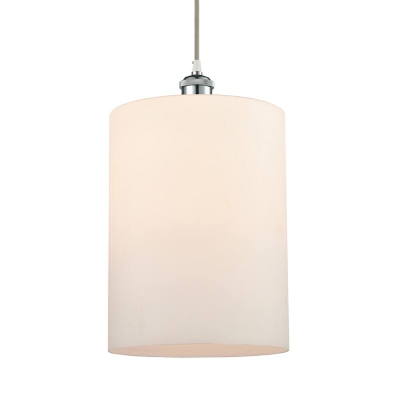Innovations Lighting 516-1P-14-9-L Cobbleskill Pendant Cobbleskill 9" - Matte White / White and Polished Chrome