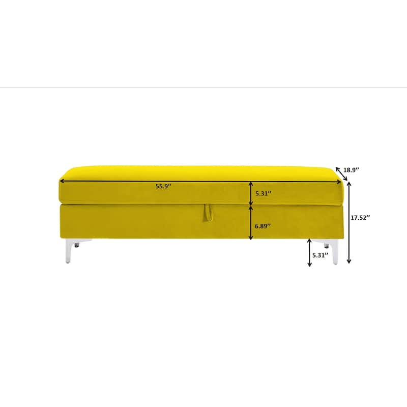 Modern Velvet Ottoman Bench, Storage Ottoman for Home