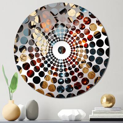 Designart " Cubic Mosaic Marble tiles VI" - Modern Abstract Marble Concentric Circles Decorative Mirror