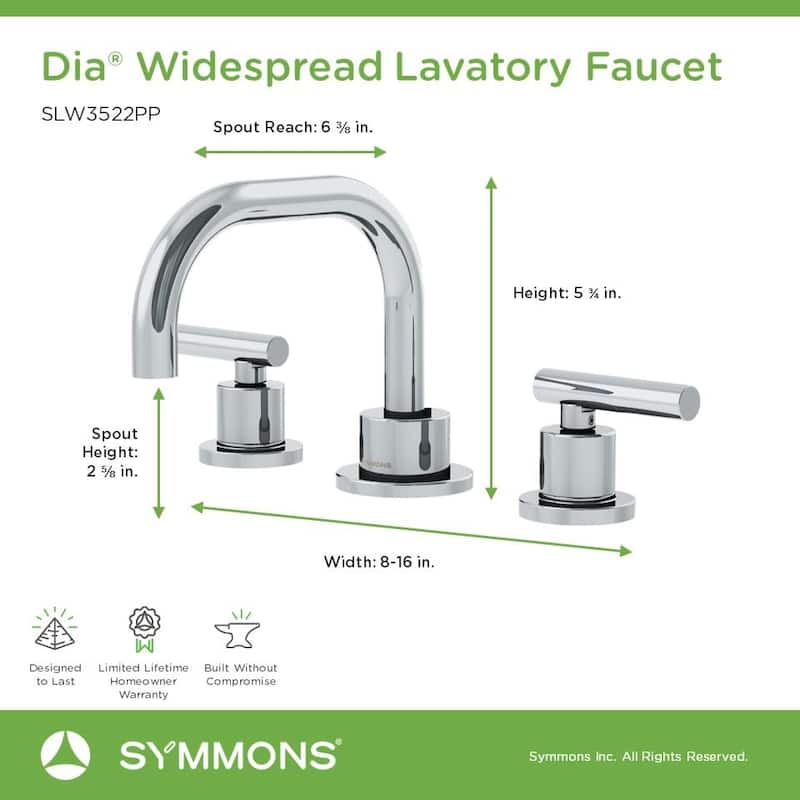 Symmons SLW3522PP Dia 1.0 GPM Dual Handle Widespread Bathroom Faucet