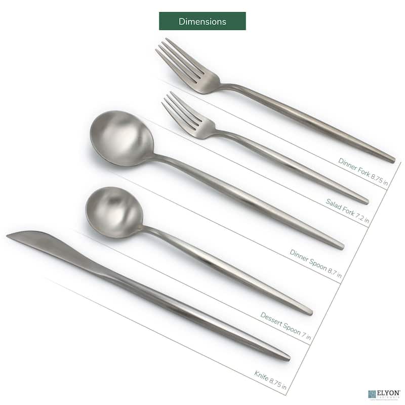 Elyon Lea Matte Colored Stainless Steel Flatware Set 20 Pieces