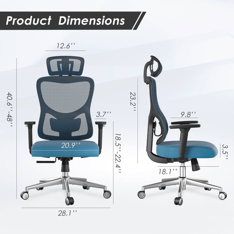 Ergonomic Office Chair,Mesh Desk Chair with Adjustable Lumbar Support and Headrest,Computer Chair with 3D Armrest Swivel Chair