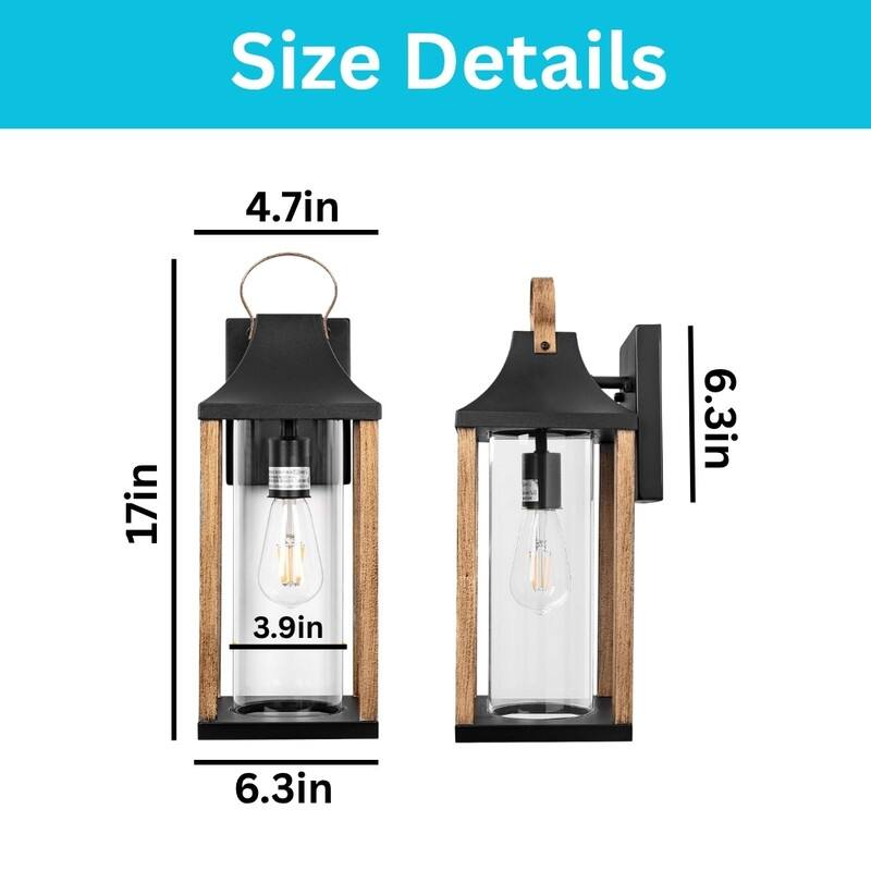 E26 Light fixture rustic wood wall lighting metal porch light