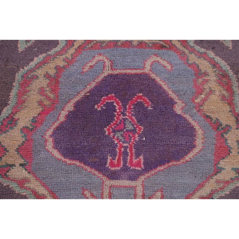 Purple Tribal Ardebil Persian Vintage Runner Rug Handmade Wool Carpet - 3'10" x 9'7"