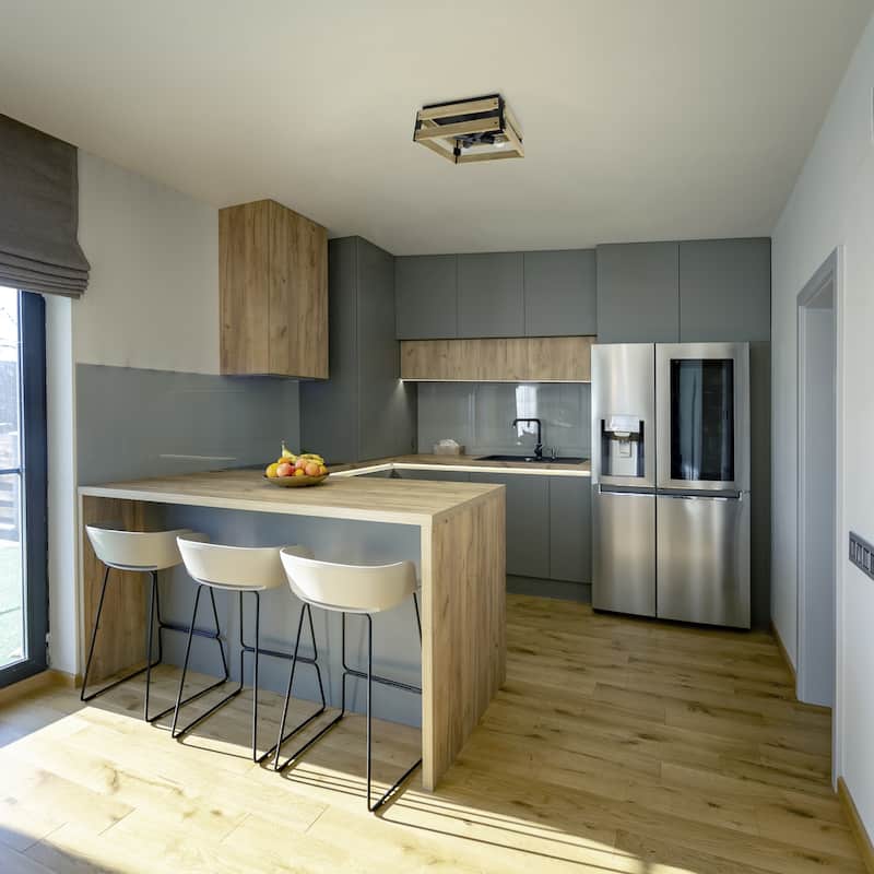 4-Light Ceiling Fixture - Metal & Wood Crate Design - Hallway, Bedroom, Kitchen Lighting - 14