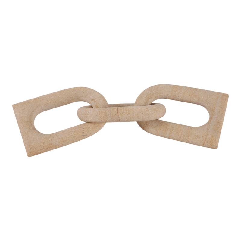 Marble Decorative Object Carved Chain Sculpture Home Decor - 13", Tan - 13.0"