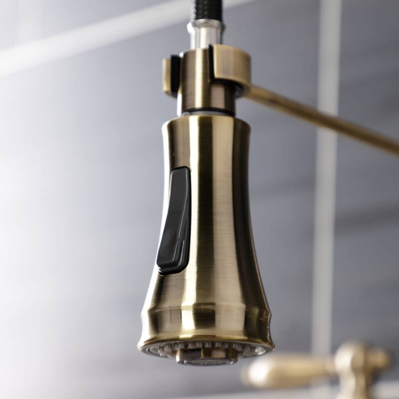 Kingston Brass Heritage 1.8 GPM Widespread Bridge Pull Down Kitchen