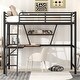 preview thumbnail 25 of 32, Merax Metal Loft Bed with L-shaped Desk and Shelf Black - Full