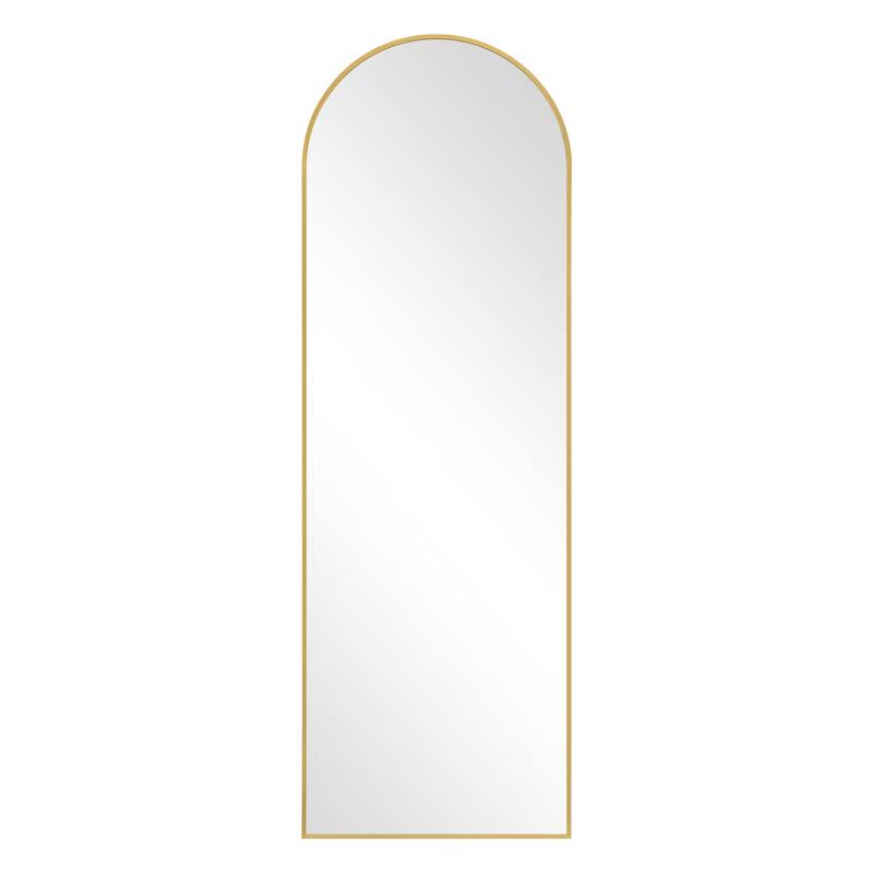 HomeRoots 64" Gold Metal Arch Freestanding Framed Standing Mirror - 21.00 in. x 64.00 in. x 0.80 in.