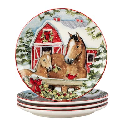 Certified International Homestead Christmas 11" Dinner Plates, Set of 4