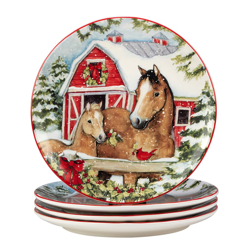 Certified International Homestead Christmas 11" Dinner Plates, Set of 4