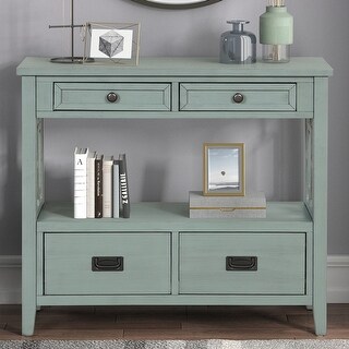 Farmhouse-Style 36'' Console Table with 4 Drawers and 1 Storage Shelf ...
