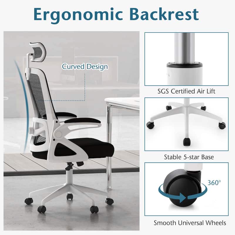 Costway Ergonomic Office Chair with Adjustable Lumbar Support Rocking - See Details